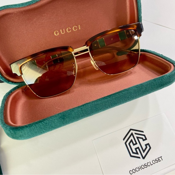 GUCCI SUNGLASSES GG0603S YELLOW SEE THROUGH MENS CLUBMASTER STYLE RX ABLE - Picture 11 of 16